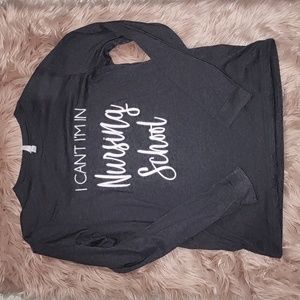 Heather Gray long sleeve "Nursing school" tee